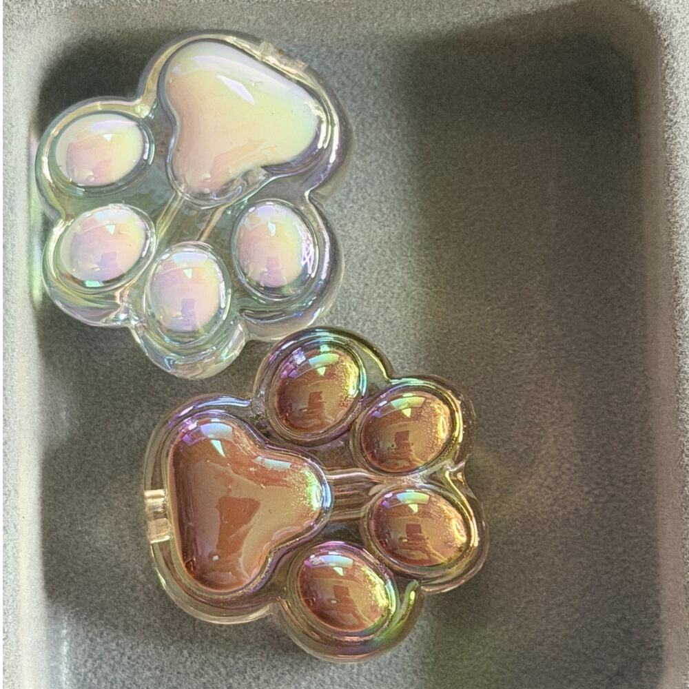 #8112 2 Piece Large Acrylic Pawprint Bead - for Beadable Items